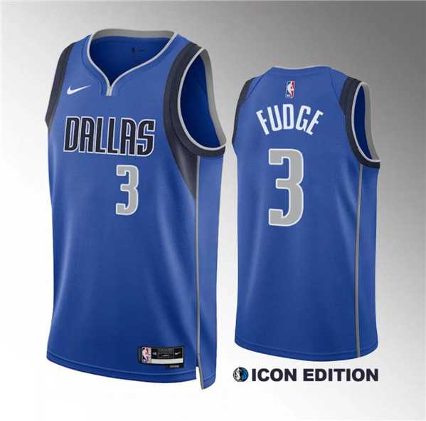 Mens Dallas Mavericks #3 Alex Fudge Blue Icon Edition Stitched Basketball Jersey Dzhi